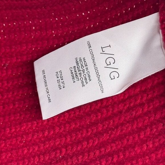 Cabi standout Red V-Neck Sweater size large ribbed Cable Knit Sleeves womens - Picture 7 of 12